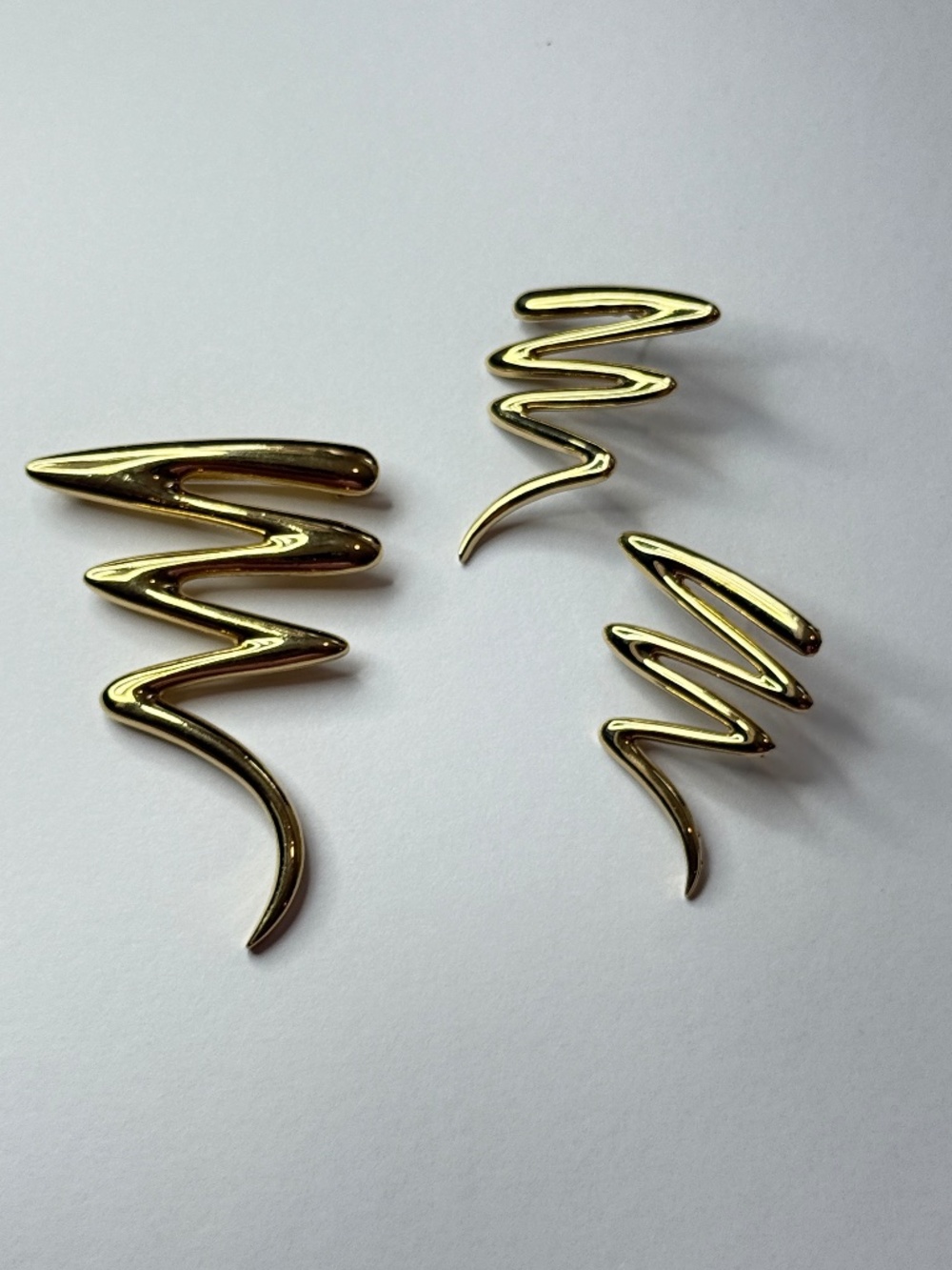 Vintage Squiggly Brooch and Pierced Earrings Set